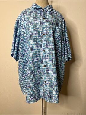 Tommy Bahama The Coconut Point Abstract Blue Short-Sleeve Button Shirt
